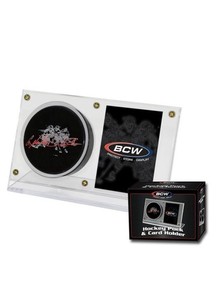 BCW Clear Plastic Hockey Puck and Trading Card Screw Together Display Holder