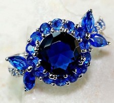 3CT Treated Blue Sapphire 925 Solid Sterling Silver Ring Jewelry Sz 7 UB3-7