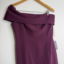 Eliza J Off The Shoulder Dress Women's 10 Burgundy Sheath Ruffle Bow Sheath New