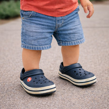 Crocs Crocband Clogs Youth Toddler C9 Black White Stripe Lightweight Comfort