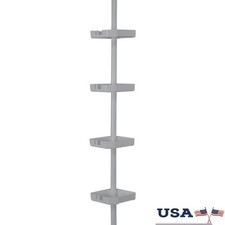 4 Tier Tension Corner Shower Caddy Organizer Spring Loaded Storage Easy Install