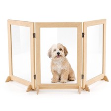 Wood Clear Dog Gate, Clear Acrylic Pet Gate for Dogs, Free Standing Pet Gates...