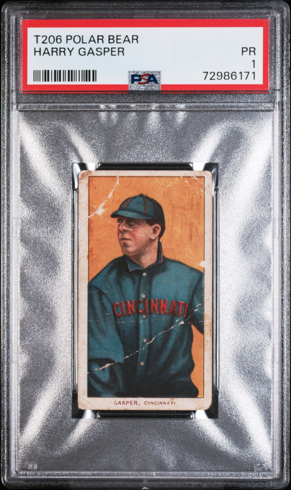 1909-11 T206 Polar Bear Harry Gasper PSA 1 New Label