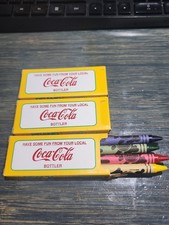 Vintage Coca-Cola Promotional Prang 4 Count Crayons Complete Made in USA 3 Sets