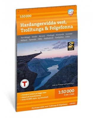 Hardangervidda vest, Trolltunga & Folgefonna (Norwegian) Folded Book