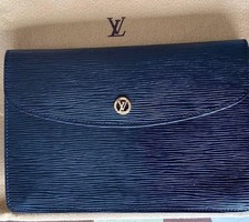 LOUIS VUITTON Black Epi Clutch Bag Made in France
