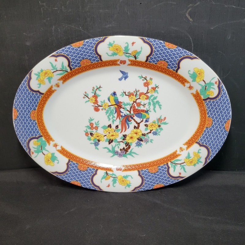 Liling Fine China Imperial Garden Oval Serving Platter 14 1/4"