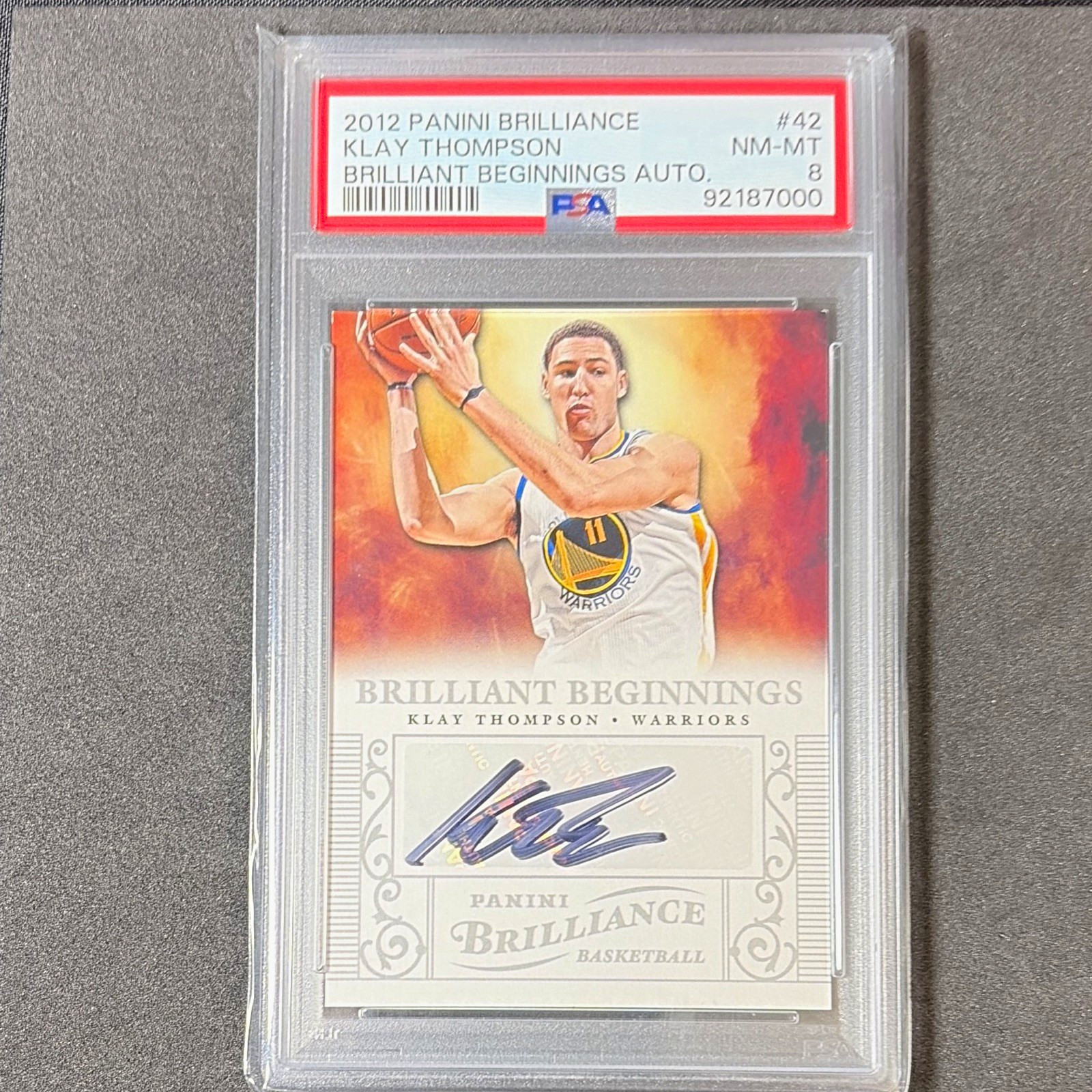 2012-13 Brilliance Klay Thompson Brilliant Beginnings Auto RC #42 PSA 8