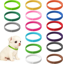 30 Adjustable Puppy Whelping Collars, Assorted Colors for Newborn Pets S/M 