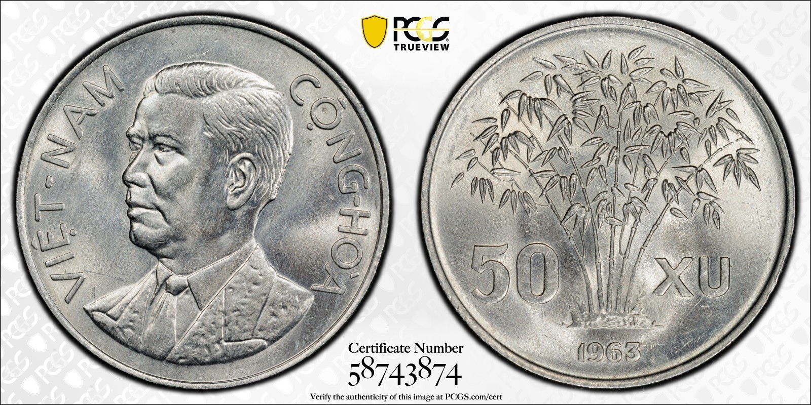 South Vietnam 50 Xu 1963 PCGS MS 64