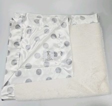 Little Giraffe Gray White Luxe Faux Fur Plush Baby Blanket Polka Dot Satin Back
