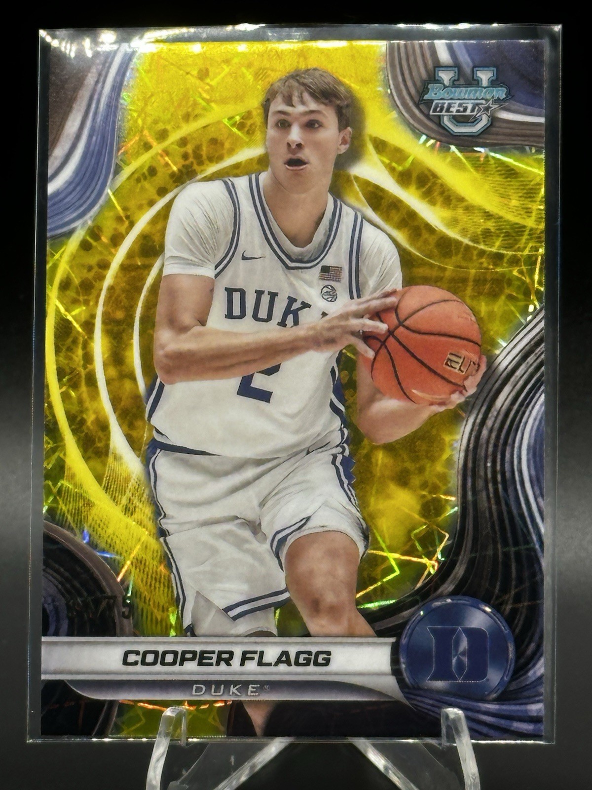 2024-25 Bowman Best U Cooper Flagg #16 Yellow Lazer Refractor /75 DUKE SSP Chase