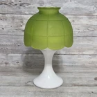 Vintage Westmoreland Fairy Lamp Satin Green Top White Milk Glass Base
