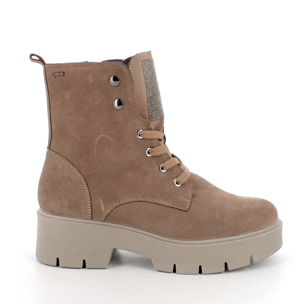 Stivaletti Donna IGI&Co 4661611 In Camoscio Nero, Tacco 8 Cm, Plateau, Cinturino Alla Caviglia, Chiusura Zip, Taglia 37