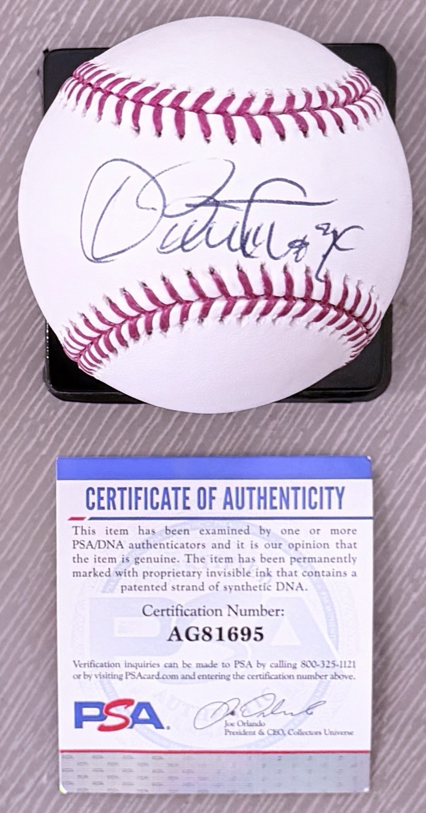 3X WS CHAMP DAVE STEWART W/#34 LICENSED PSA/DNA AUTHENTICATED SIGNED ML BASEBALL