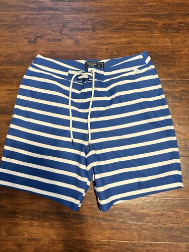 Men’s J.Crew Swim Trunks Striped Blue And White In Size 32 Medium