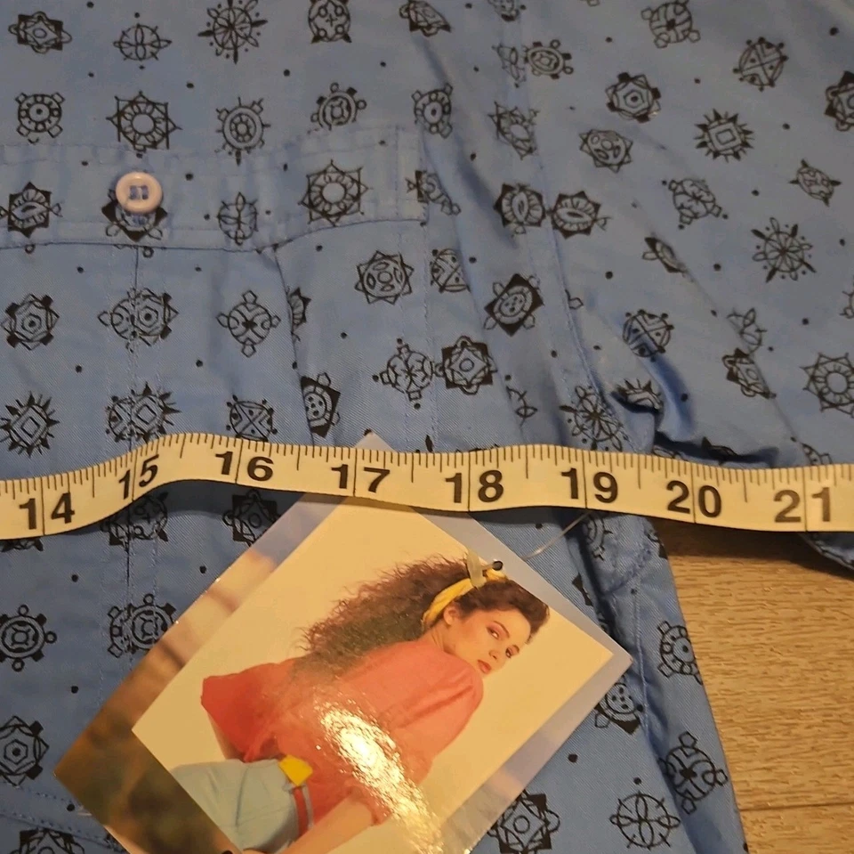 RARA Camisa De Colección Gitano Años 90 Unisex Azul Abotonada con Bolsillos y Etiquetas! Retro  Foto 4 de 4