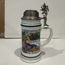 Vintage BMF porcelain Beer Stein with Lion lid  made in West Germany
