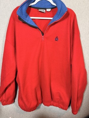 Vintage Snow Creek Bugle Boy Men's XXL Red Blue Fleece 1/4 Zip Pullover Jacket