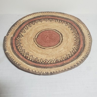 African Tightly  Woven Coil Sunburst Flat Basket 11 1/2'' Tribal