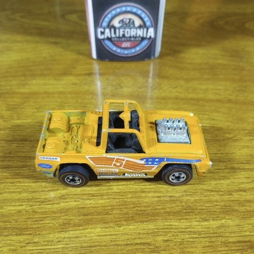 Hot Wheels Flying Colors Redline Baja Bruiser Orange Plastic Base Hong Kong 1975