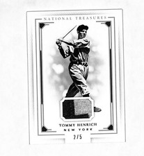 2016 Panini National Treasures Tommy Henrich 2/5 Letter Logo Patch Card Yankees 