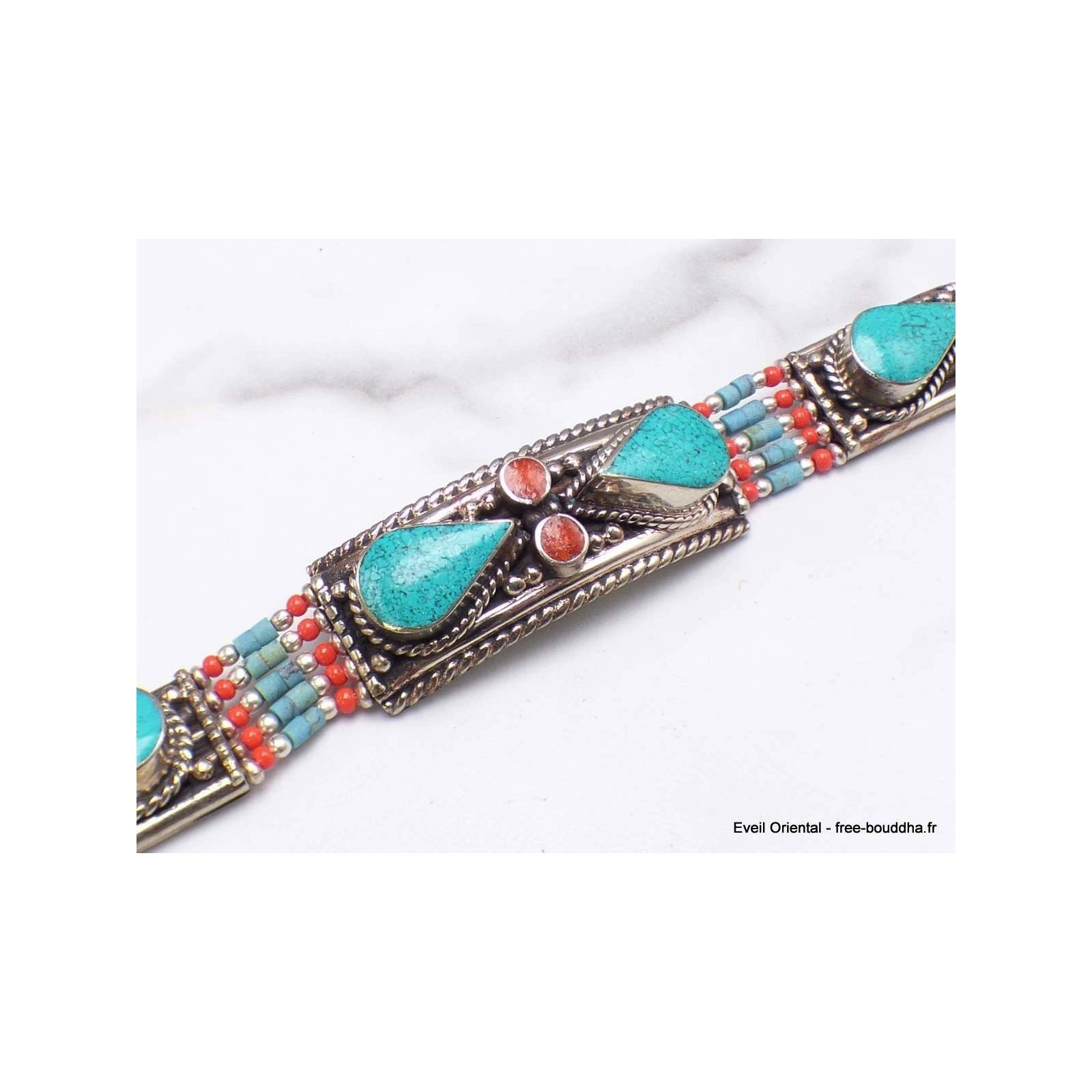 Bijou népalais bracelet métal résine BTT14-a | Cadeau d'anniversaire original et exotique