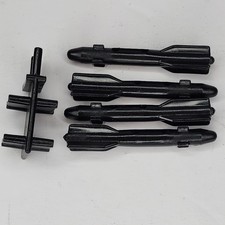 1992 Gi Joe Cobra Desert Apache AH-74 Bomb Rack w  4x Black Missile Vehicle Part