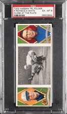 1912 T202 HASSAN TRIPLE FOLDER CLOSE AT THE PLATE F.PAYNE/G.H.WHITE PSA 6
