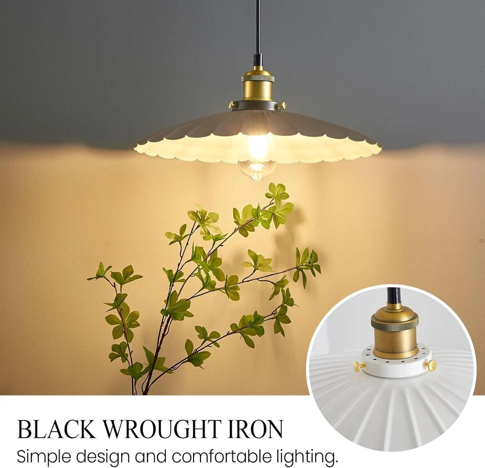 Lámpara Colgante Enchufe Blanco 15.7 Pulgadas Metal Pantalla Colgante Luz Ajustable Co Foto 4 de 4