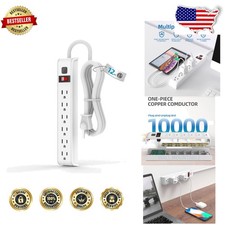 Heavy Duty 6 Outlet Surge Protector, 12ft Cord, 600J, Wall Mount, Certified