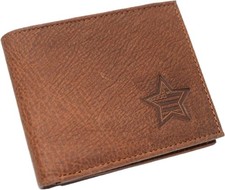Marshal USA Star RFID Blocking Real Leather Bifold Trifold Wallet for Men...