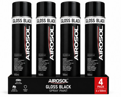 4 x Glanz Schwarz Aerosol Sprühlack 500ml Karosserie Alufelgen Verkleidung 4er Pack