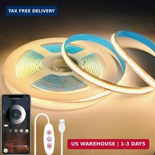 COB LED Strip Lights 6.6FT,3000K 5V USB Powered Dimmable Warm White Flexible Lig