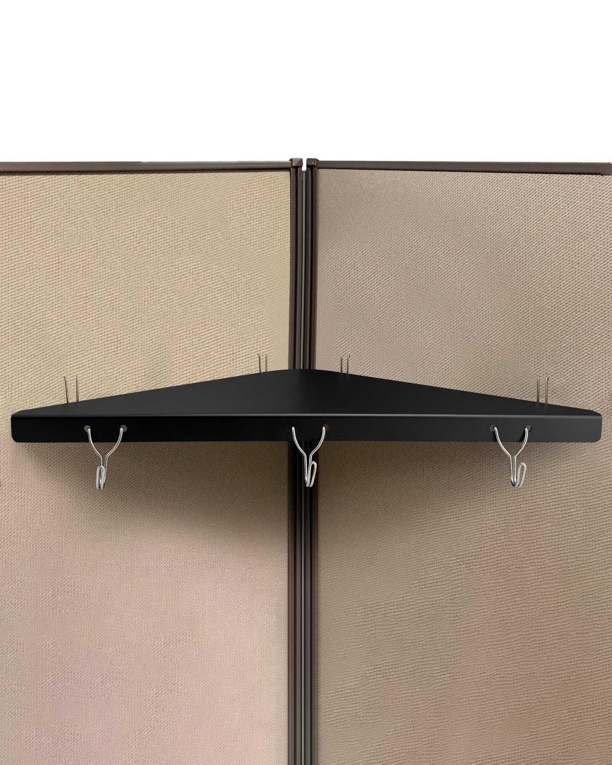 Metal Cubicle Corner Shelf with 3 Hooks for Office Fabric Walls Hanging