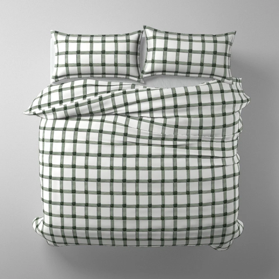 Funda nórdica O almohada estampada a cuadros búfalo otoño verde otoño o almohada Foto 4 de 4