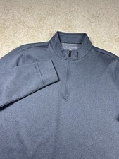 Hickey Freeman Sweater Preppy Medium Gray 1/4 Zip Pullover Sweatshirt Stretch