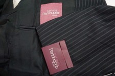 Sartoria Partenopea Dark Blue Striped S130s 2 Pc Suit Jacket Pants 44R BRAND NEW