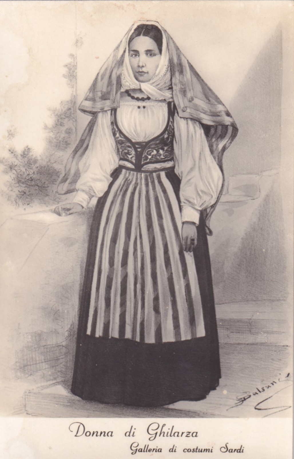 CARTOLINA DI ORISTANO ,COSTUMI SARDI - DONNA DI GHILARZA  non viaggiata