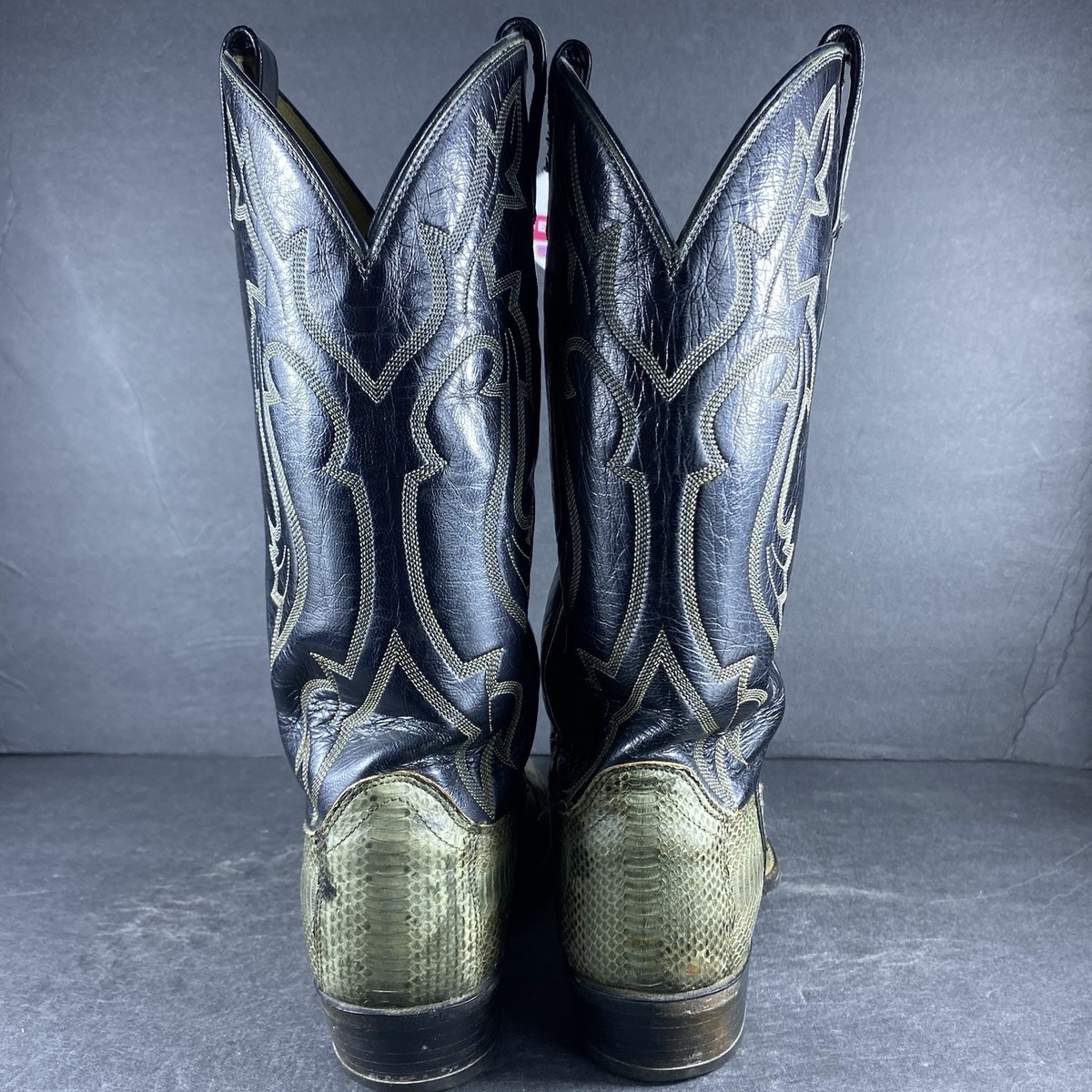 Dan Post Gray Snakeskin Leather Cowboy Boots USA Western 