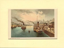 1892 scottish  mounted  chromo view titled "  the broomielaw glasgow l "