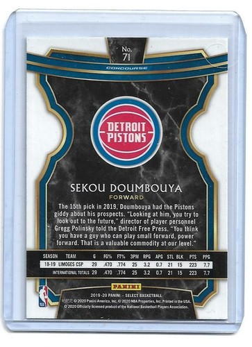 2019/20 Panini Select Sekou Doumbouya Detroit Pistons rookie concourse - Picture 2 of 2