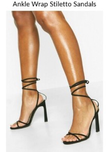 black wrap strap heels