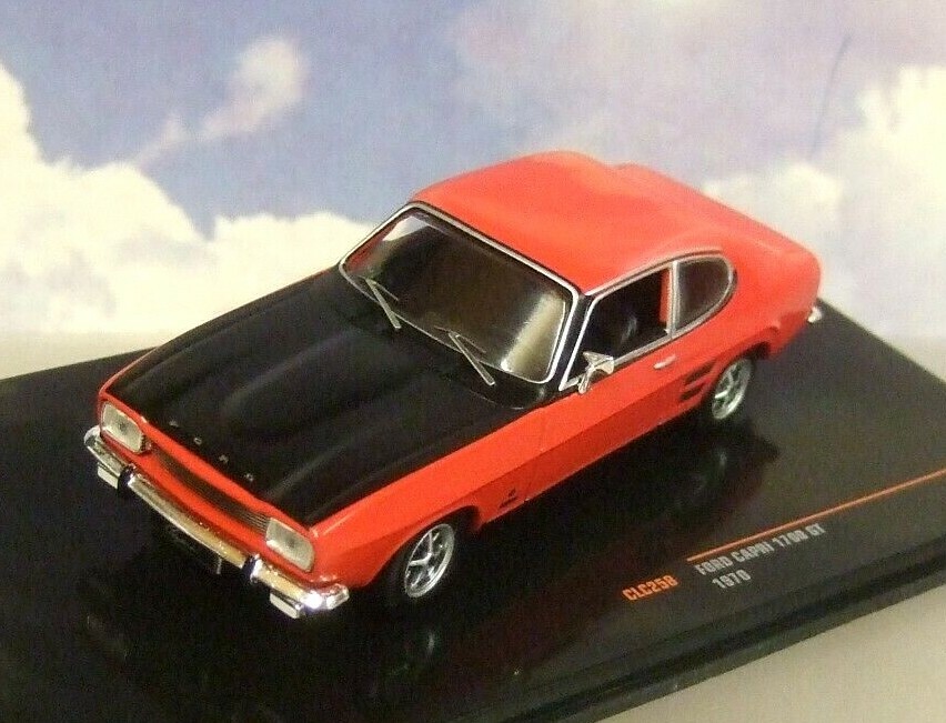 SUPERB IXO DIECAST 1/43 FORD CAPRI MKI MK1 1700 GT 1970 RED/BLACK BONNET CLC258