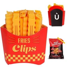 Kitchen French Fries Shaped Food Bag 12pcs Clips Fridge Magnetic Sealing Clips