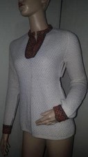 Vintage 60  s White Penrose Acrylic Embellished Tunic Sweater Girl Retro Hippie