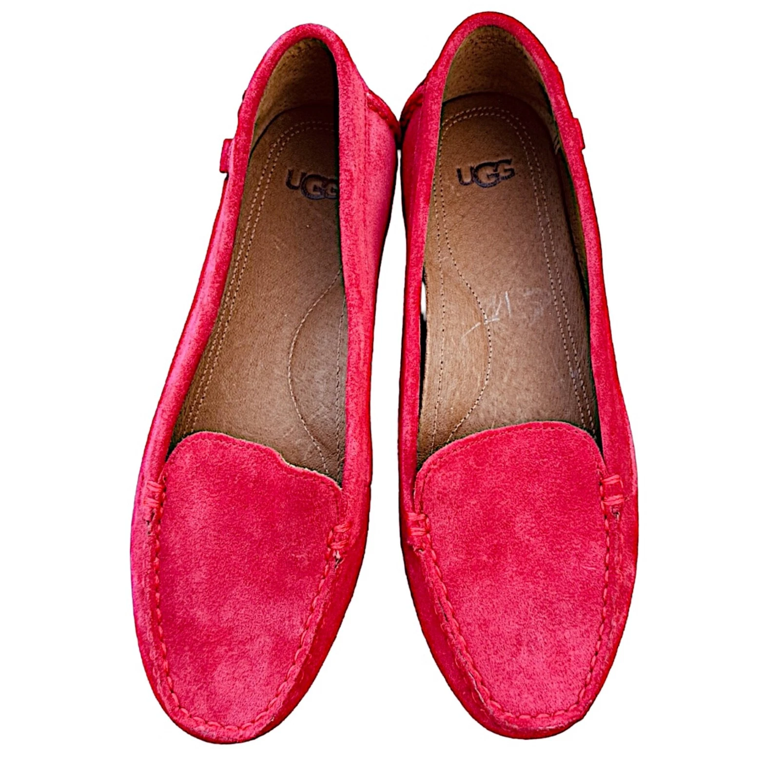 Mocassini da donna in pelle scamosciata UGG scarpe rosse taglia 7