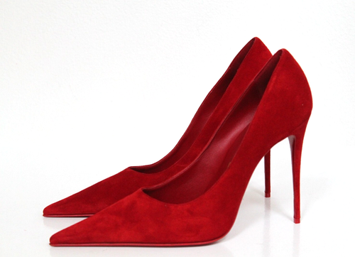 sz 6 / 36.5 Christian Louboutin Kate Max ALL Red Suede Pointed Toe Pump Shoes