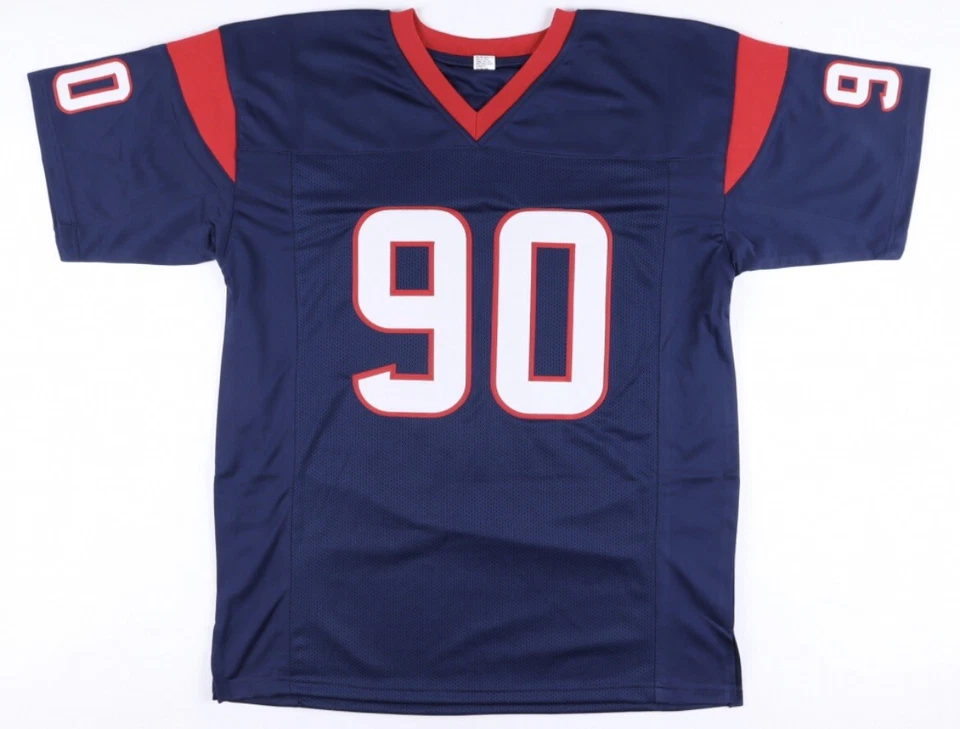 Camiseta deportiva autografiada azul marino personalizada firmada por Mario Williams Houston (Radtke) Foto 3 de 4