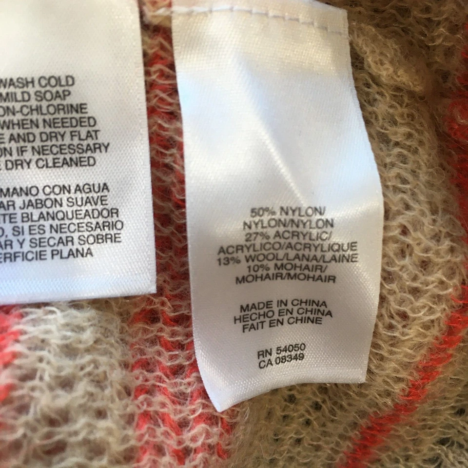 Cárdigan tejido RACHEL ROY para mujer talla XS beige marrón rojo a rayas mezcla de lana Foto 3 de 4